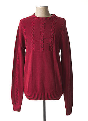 Pull finition bords-côtes manches longues rouge MUSTANG homme