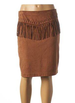 Jupe mi-longue coupe droite marron JULIE GUERLANDE femme