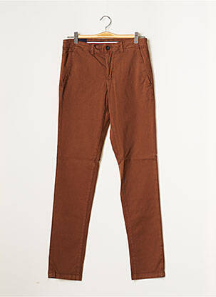 Pantalon chino tissage popeline taille normale marron CAMBRIDGE homme