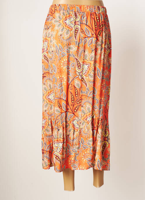 Jupe mi-longue orange JULIE GUERLANDE pour femme