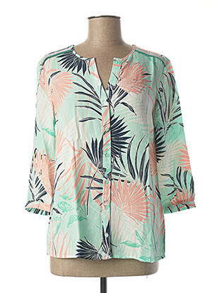 Chemisier imprimé fleurs manches 3/4 vert DIANE LAURY femme