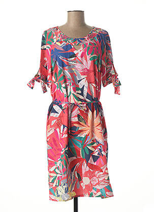 Robe mi-longue manches 3/4 manches 3/4 rose DIANE LAURY femme