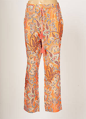 Pantalon droit tissage popeline taille normale orange JULIE GUERLANDE femme