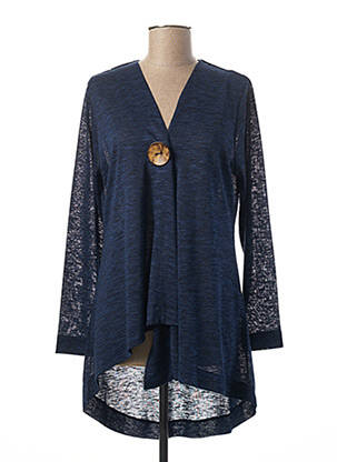 Gilet manches longues col v bleu MARBLE femme
