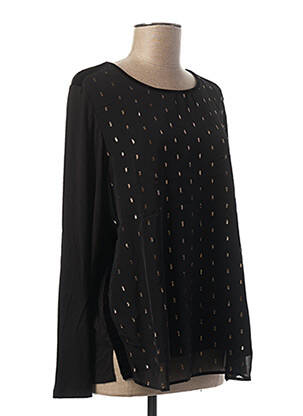 Blouse légère et transparente manches longues noir ELENA MIRO femme