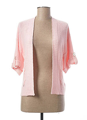 Gilet manches longues maille tricot rose MARBLE femme