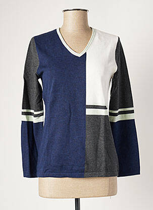 Pull coupe cintrée manches longues bleu MARBLE femme