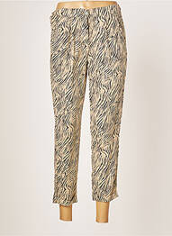 Pantalon droit fermeture zippée sous rabat boutonné taille normale beige LCDN femme