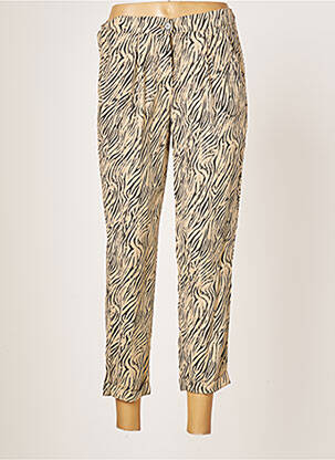 Pantalon droit fermeture zippée sous rabat boutonné taille normale beige LCDN femme