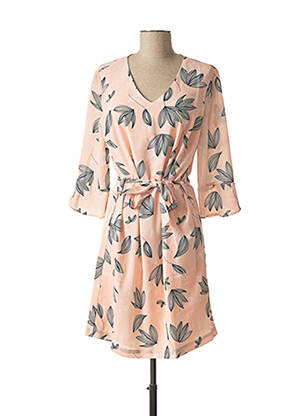 Robe mi-longue manches 3/4 manches 3/4 rose DIANE LAURY femme