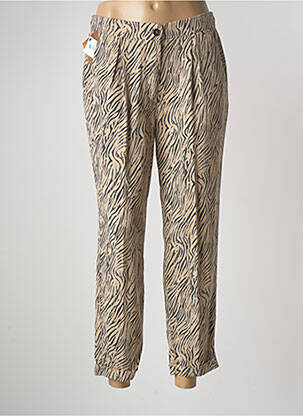 Pantalon droit fermeture zippée sous rabat boutonné taille normale marron LCDN femme