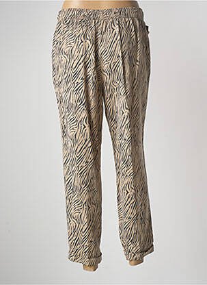 Pantalon droit fermeture zippée sous rabat boutonné taille normale marron LCDN femme
