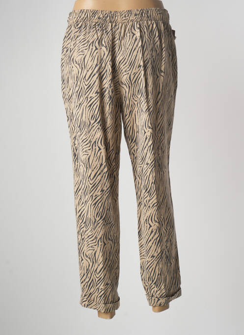 Pantalon droit fermeture zippée sous rabat boutonné taille normale marron LCDN femme