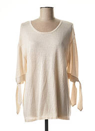 Pull finition bords-côtes manches 3/4 beige BRUNO SAINT HILAIRE femme