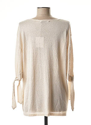 Pull coupe droite manches 3/4 beige BRUNO SAINT HILAIRE femme