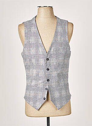 Gilet sans manche tissage chiné bleu HAFNIUM homme