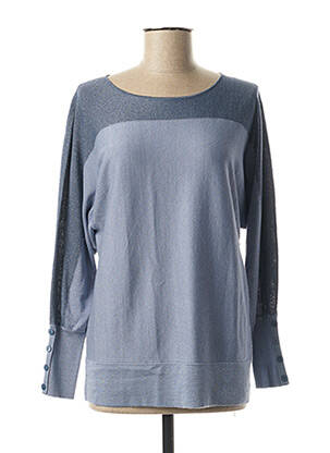 Pull finition bords-côtes manches longues bleu ELENA MIRO femme