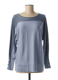 Pull finition bords-côtes manches longues bleu ELENA MIRO femme