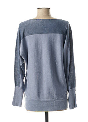 Pull finition bords-côtes manches longues bleu ELENA MIRO femme