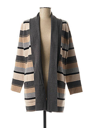 Gilet manches longues col châle gris MARBLE femme
