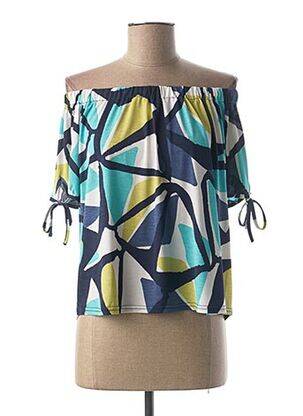 Top tissage jersey manches courtes bleu MARBLE femme