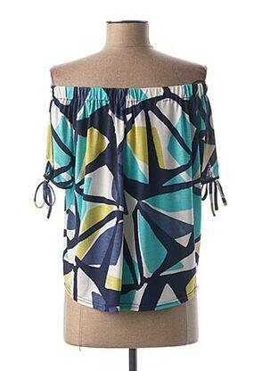 Top tissage jersey manches courtes bleu MARBLE femme