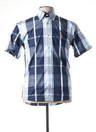 Chemise manches courtes imprimé carreaux bleu JEZEQUEL homme