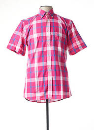 Chemise manches courtes imprimé carreaux rose JEZEQUEL homme