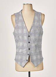 Gilet sans manche tissage chiné bleu HAFNIUM homme