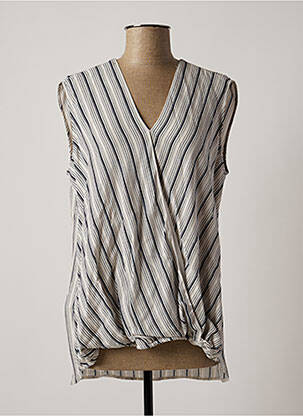 Blouse col v sans manche bleu ELENA MIRO femme