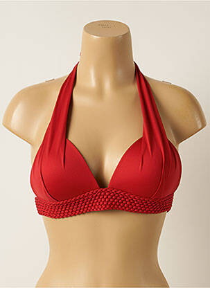 Haut de maillot de bain stretch haut soutien-gorge push-up rouge IODUS femme