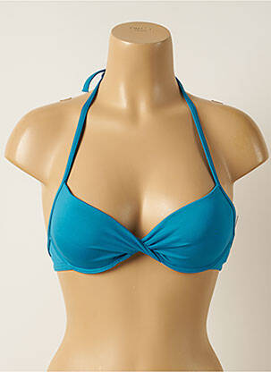 Haut de maillot de bain stretch haut soutien-gorge push-up bleu IODUS femme