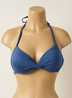 Haut de maillot de bain stretch haut soutien-gorge push-up bleu IODUS femme