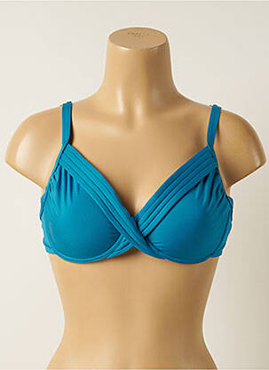 Haut de maillot de bain stretch haut soutien-gorge emboitant bleu IODUS femme
