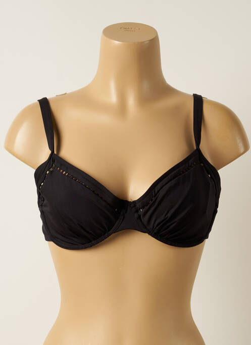 Haut de maillot de bain stretch haut soutien-gorge emboitant noir IODUS femme