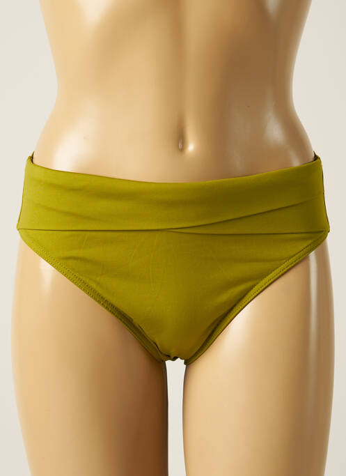 Bas de maillot de bain effet matière satinée culotte vert IODUS femme