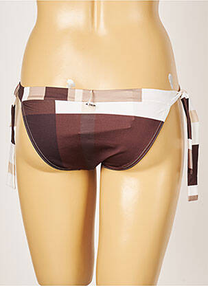 Bas de maillot de bain effet matière satinée bikini marron IODUS femme