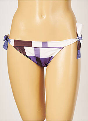 Bas de maillot de bain effet matière satinée bikini violet IODUS femme