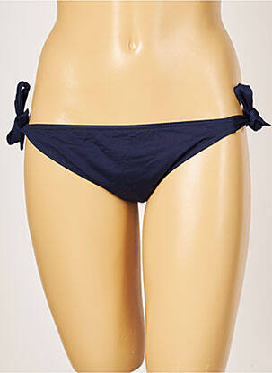 Bas de maillot de bain effet matière satinée bikini bleu IODUS femme