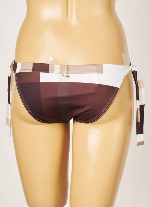 Bas de maillot de bain effet matière satinée bikini marron IODUS femme