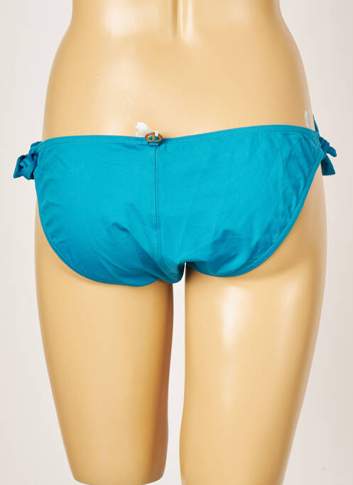 Bas de maillot de bain effet matière satinée bikini bleu IODUS femme