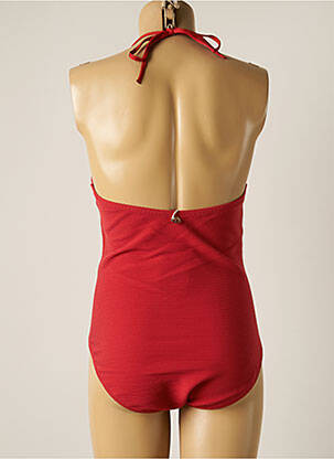 Maillot de bain 1 pièce effet matière satinée haut triangles rouge IODUS femme