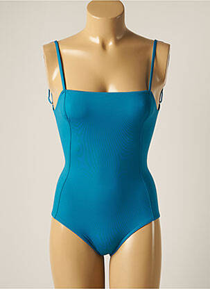 Maillot de bain 1 pièce effet matière satinée bleu IODUS femme