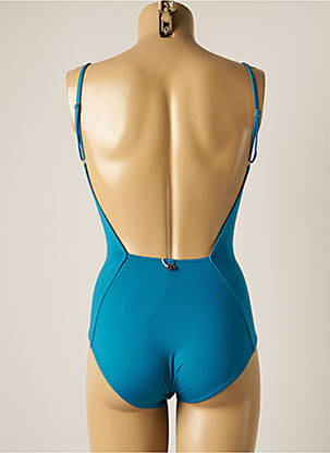 Maillot de bain 1 pièce effet matière satinée bleu IODUS femme