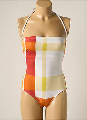 Maillot de bain 1 pièce bretelles élastiquées amovibles orange IODUS femme