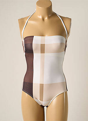 Maillot de bain 1 pièce bretelles élastiquées amovibles marron IODUS femme