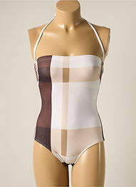 Maillot de bain 1 pièce bretelles élastiquées amovibles marron IODUS femme