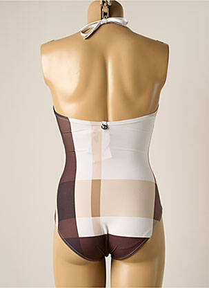 Maillot de bain 1 pièce bretelles élastiquées amovibles marron IODUS femme
