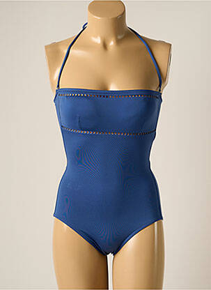 Maillot de bain 1 pièce bretelles élastiquées amovibles haut soutien-gorge avec mousse de rembourrage amovible bleu IODUS femme