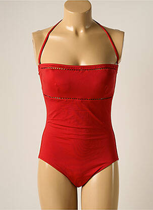 Maillot de bain 1 pièce bretelles élastiquées amovibles haut soutien-gorge avec mousse de rembourrage amovible rouge IODUS femme